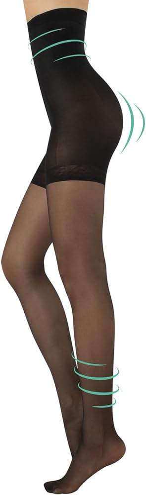 CALZITALY High Waist tights Control Top Shaping Nylons, Shaping Pantyhose, 20 Denier Sheer Shaping Tights for All Day Use