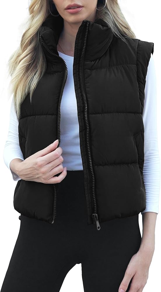 Puffer Vest Women Sleeveless Zip Up Outerwear Warm Lightweight Winter Jackets Coats with Pocket