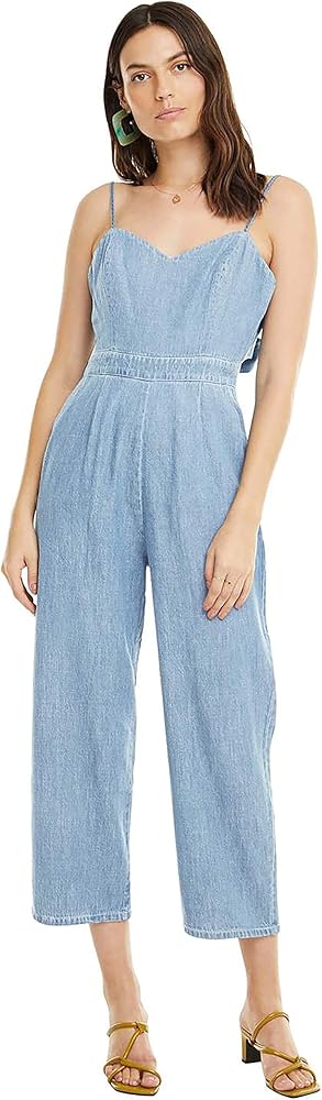 ASTR the label womens Edie Sleeveless Tapered Crop Denim Jumpsuit