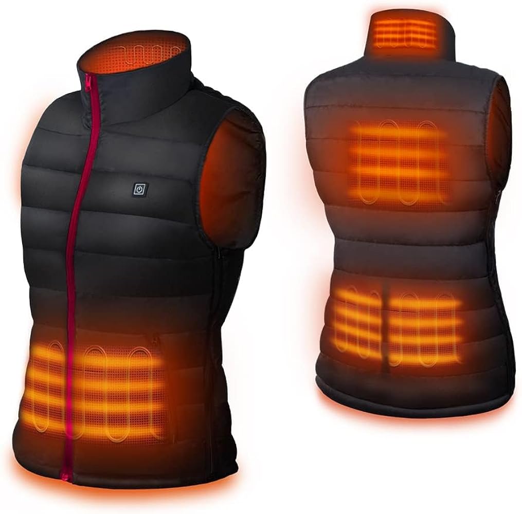 DR.PREPARE Women's Heated Vest, Lightweight Heating Vest for Women with 3 Heating Levels, 6 Heating Zones, Adjustable Size, and USB Plug for Hiking Camping (Battery Pack Not Included)