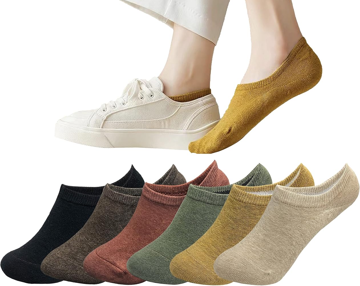 Cotton No Show Socks Soft Pure Cotton Low Cut Athletic Invisable Non Slip Socks for Women and Men