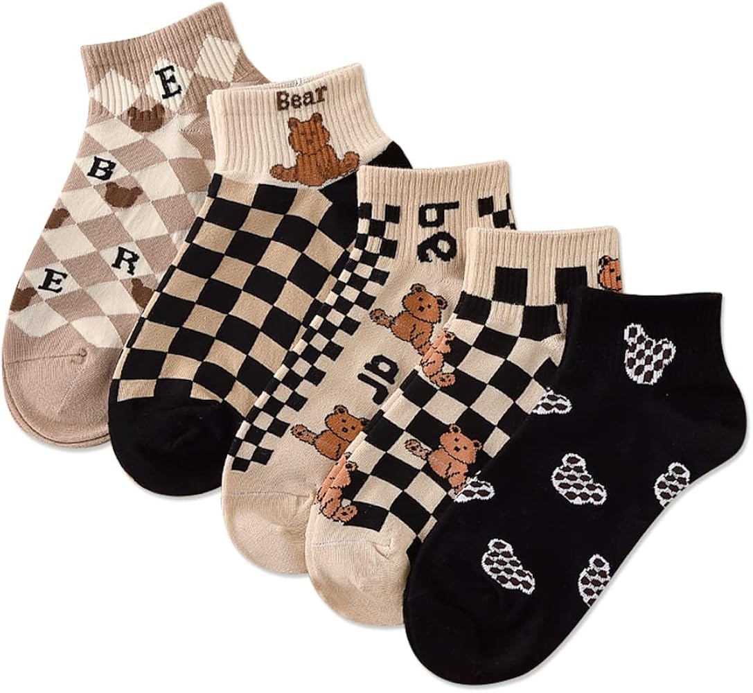 IIG 5 Pairs Womens Novelty No Show Socks Low Cut Funny Animal Cotton Ankle Socks