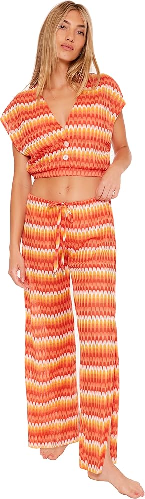 Trina Turk womens Sunray Side Slit Pants - Loose Fitting, Casual, Bathing Suit Cover Ups for Women