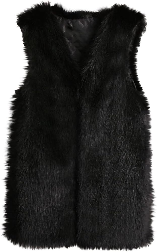 SHOPESSA Winter Coats for Women with Hood Plush Faux Fur Jacket Fuzzy Soft Sherpa Vest Mid Length Winter Vest Comfy Clothes