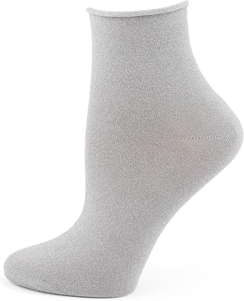 MeMoi Women's Shimmer Roll Top Shortie Socks