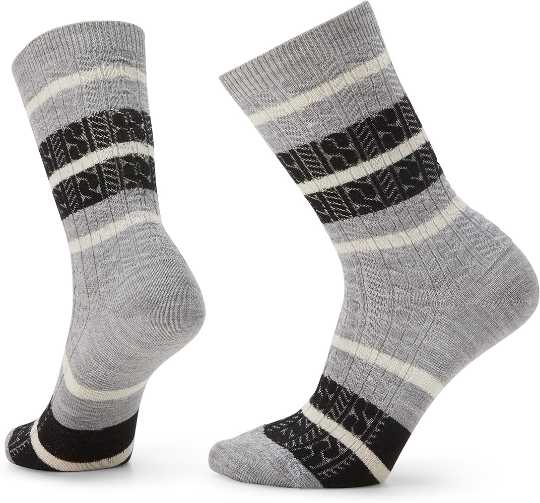 Smartwool Everyday Zero Cushion Merino Wool Striped Cable Crew Socks for Men and Women