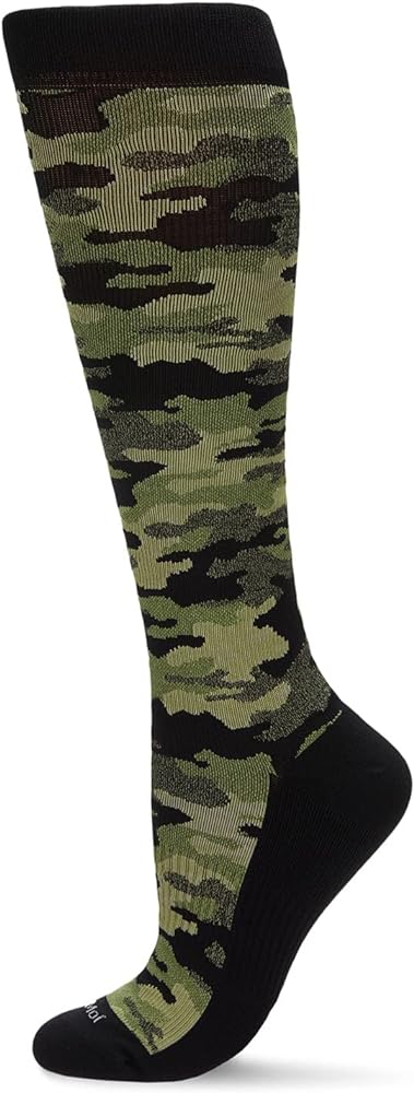 MeMoi Unisex Camo Nylon 15-20mmHg Graduated Compression Socks Green 10-13