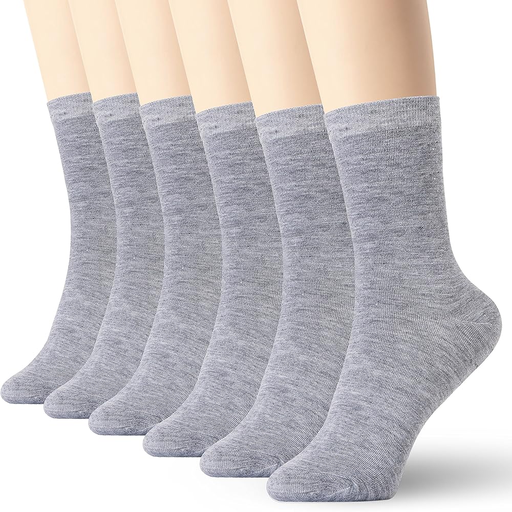 K-LORRA Women Men Casual Cotton Socks Black White Grey 6 Pack