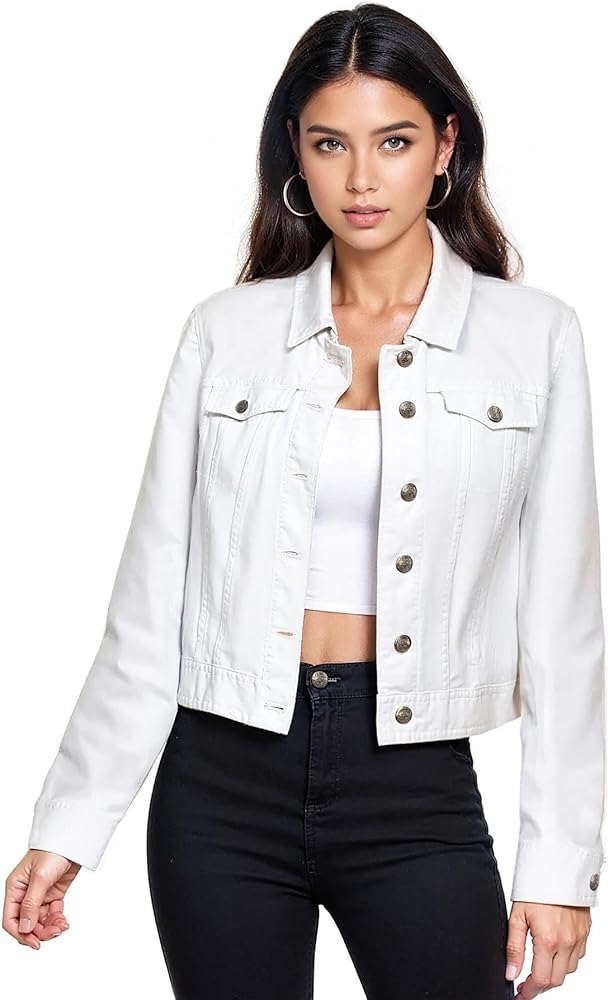 Hybrid & Company Women's Long Sleeve Denim Jackets Basic Button Down Jean Jacket with Pockets