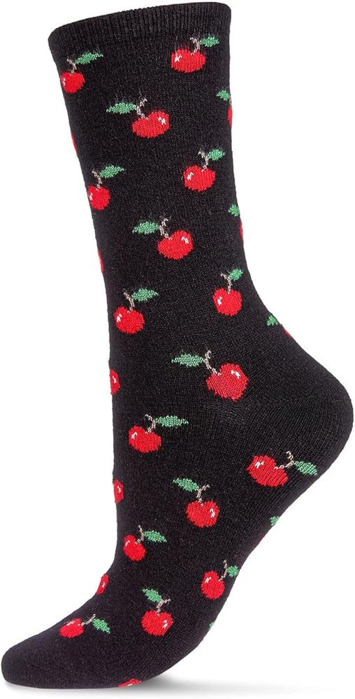 MeMoi Women's Cherry On Top Cashmere Blend Crew Socks