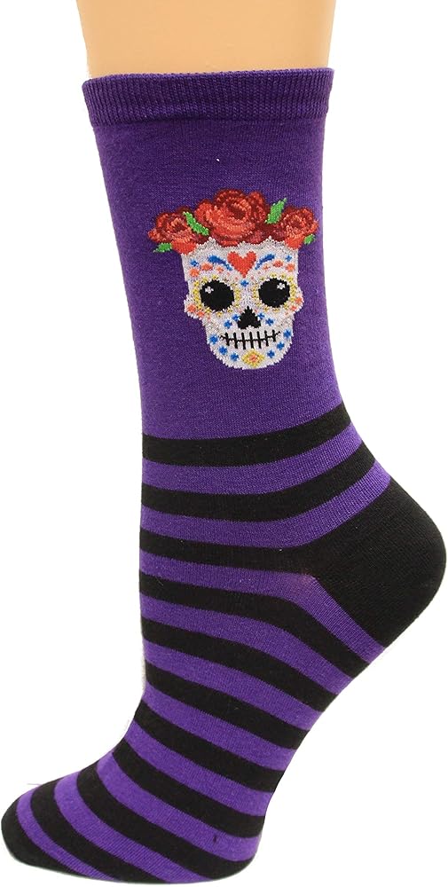 Hot Sox Halloween Themed Crew Socks 1 Pair, Women's Shoe Size 4-10 / Sock size 9-11