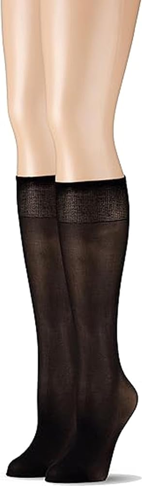 Grandeur Hosiery Women's Ladies Plus Size Queen Sheer Support Knee High Stockings 3-Pack Black 1X