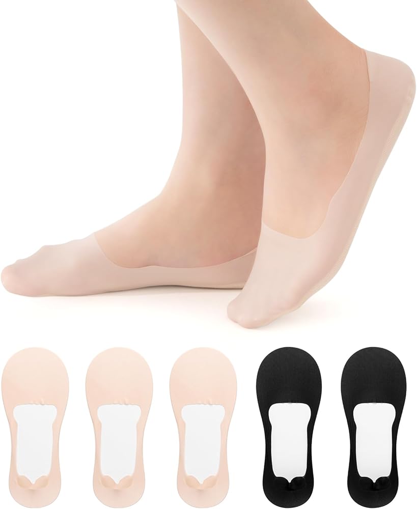 Womens No Show Socks 5 Pairs Low Cut Liner Socks Non-Slip Invisible Loafer Socks for Flats