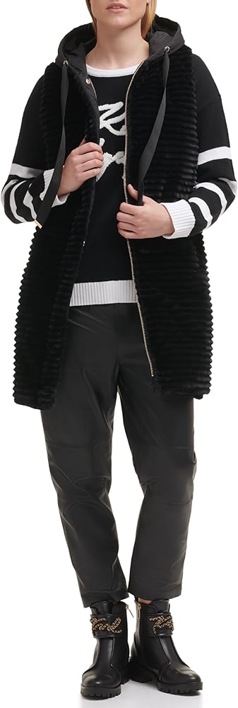 KARL LAGERFELD Women's Knit Cuff Hooded Jacket