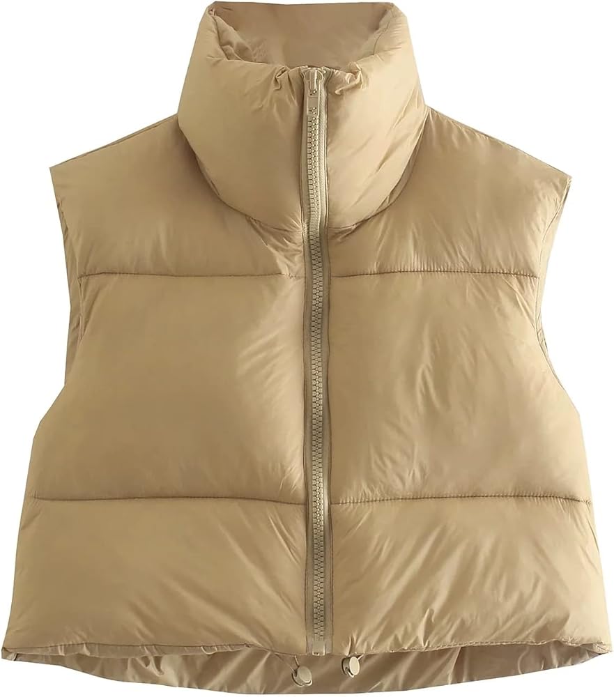 Women's Winter Crop Vest Puffer Waistcoat Lightweight Sleeveless Quilted Jacket Coat Soft Outerwear