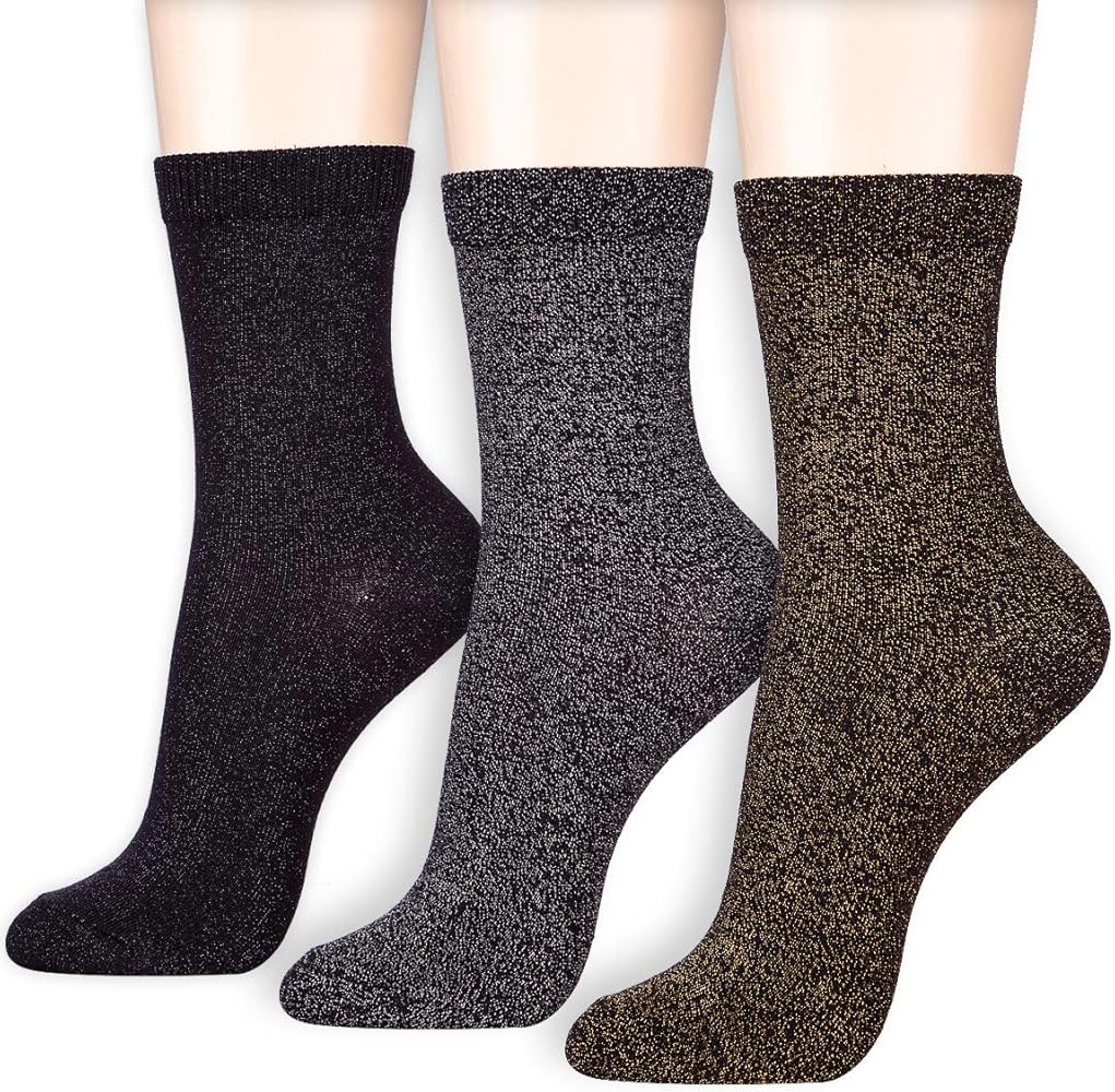 Dani's Choice Daily Fab Women's Glitter Metallic Micro Crew Quarter Socks - Perfect for Everyday Wear