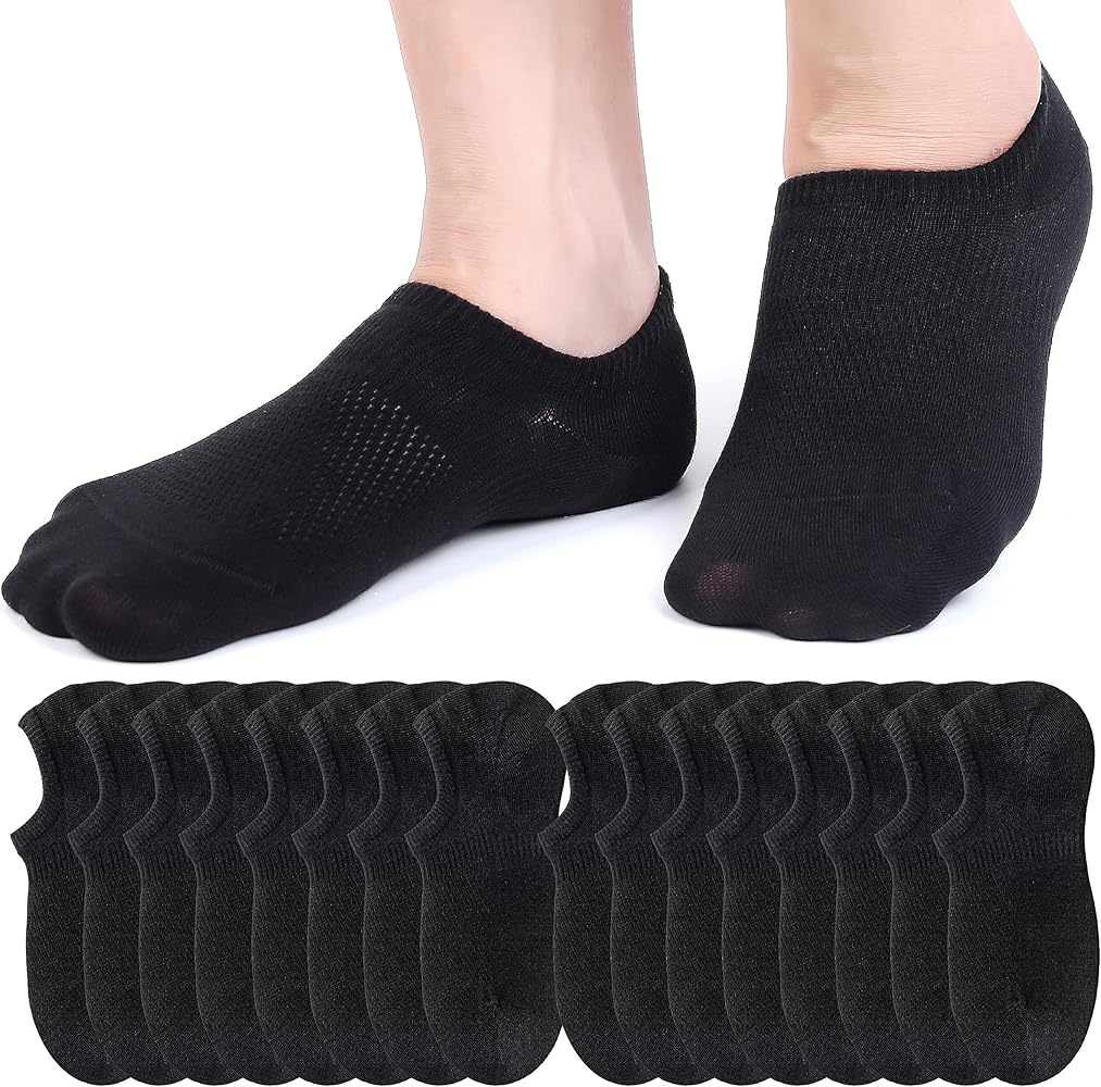 No Show Socks Women Men 6 to 8 Pack Low Cut Liner Thin 100% Cotton Socks Non Slip Sock shoe size 4.5-8/9-12