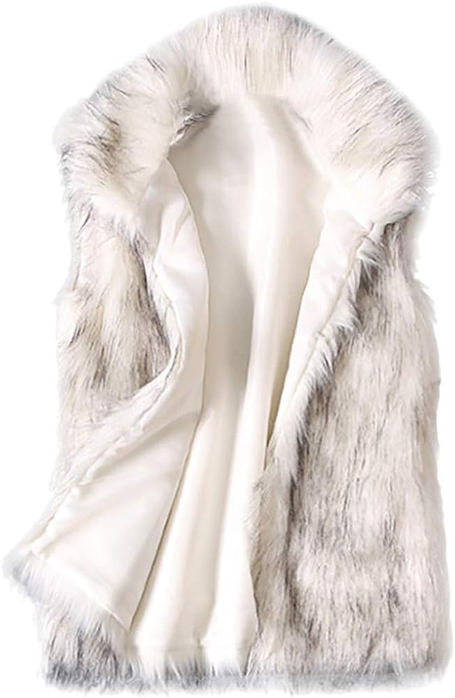 Women Winter Coat,Wool Vest Faux Fur Vest Stand Collar Faux Fur Coat Vest Jacket,Outdoor Windproof Coat