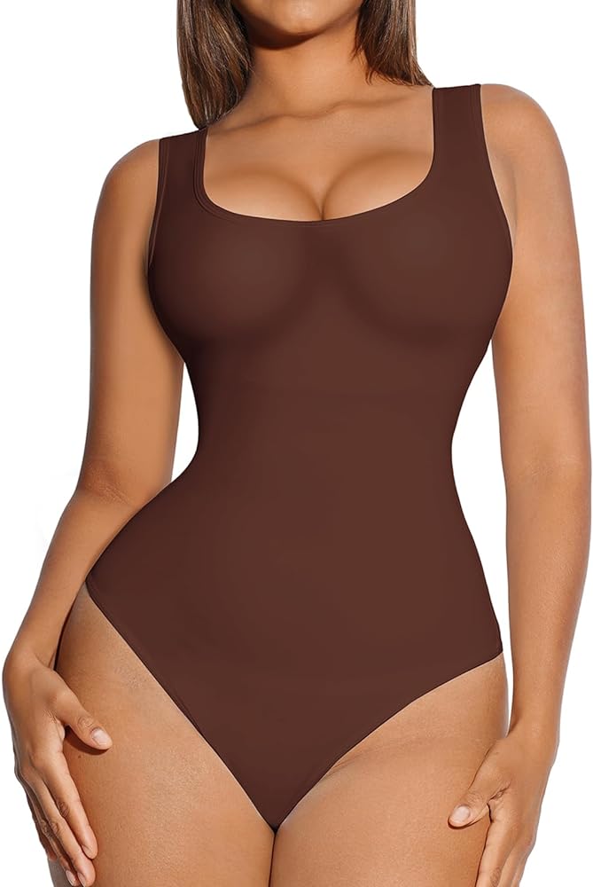 FeelinGirl Shapewear Bodysuit for Women Tummy Control Tops Seamless Bodyshapers Bodysuit compression garment for Daily Life