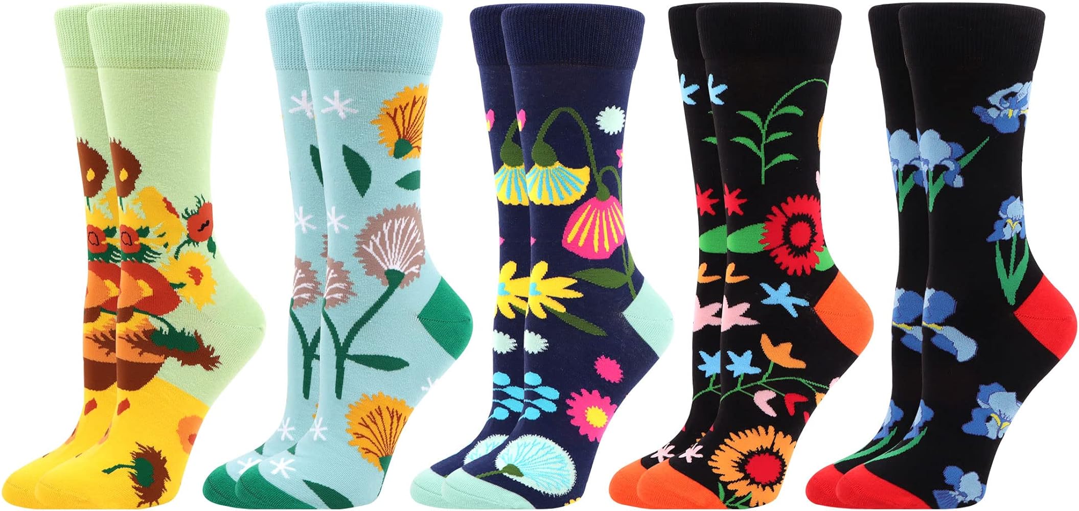 WeciBor Women's Funny Colorful Novelty Pattern Combed Cotton Socks 5 Pairs