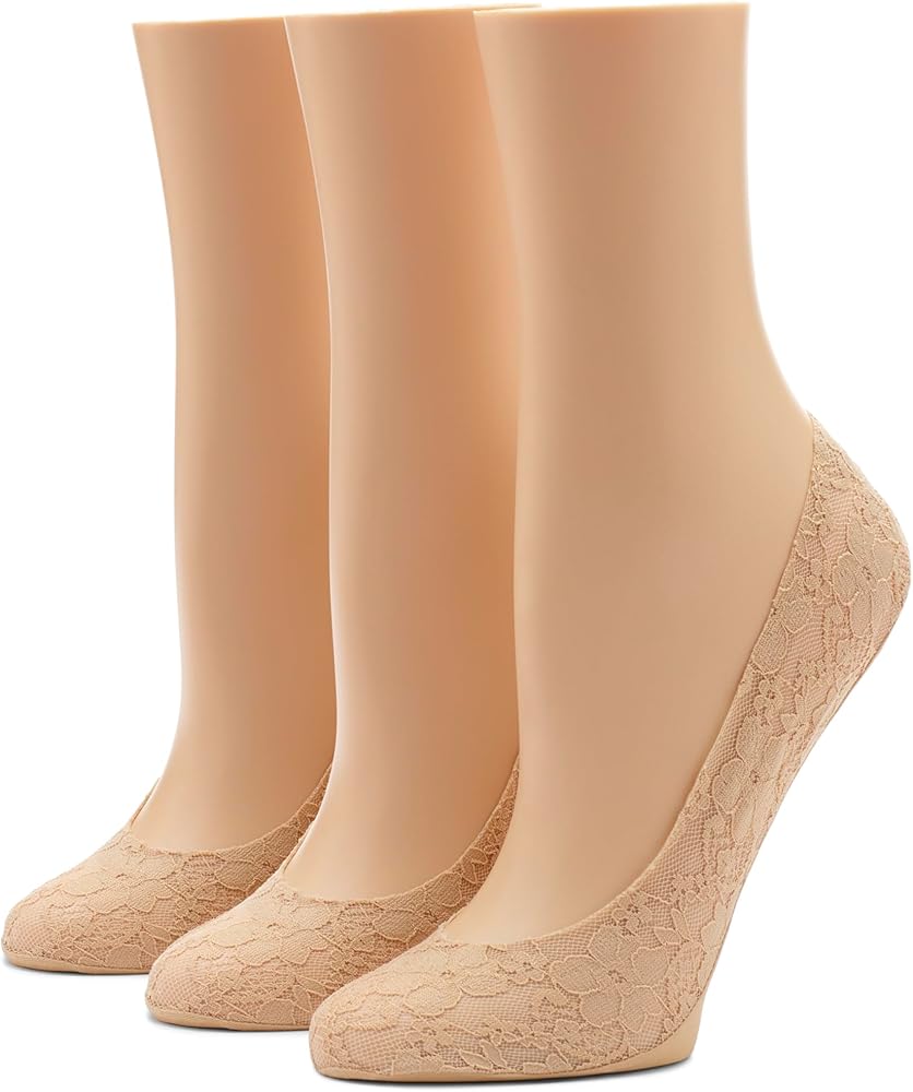 HUE Women's Lace Classic Perfect Edge Liner Sock