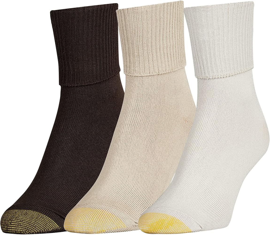 GOLDTOE Women's Ultra Soft Providence Turn Cuff Socks 3 Pack