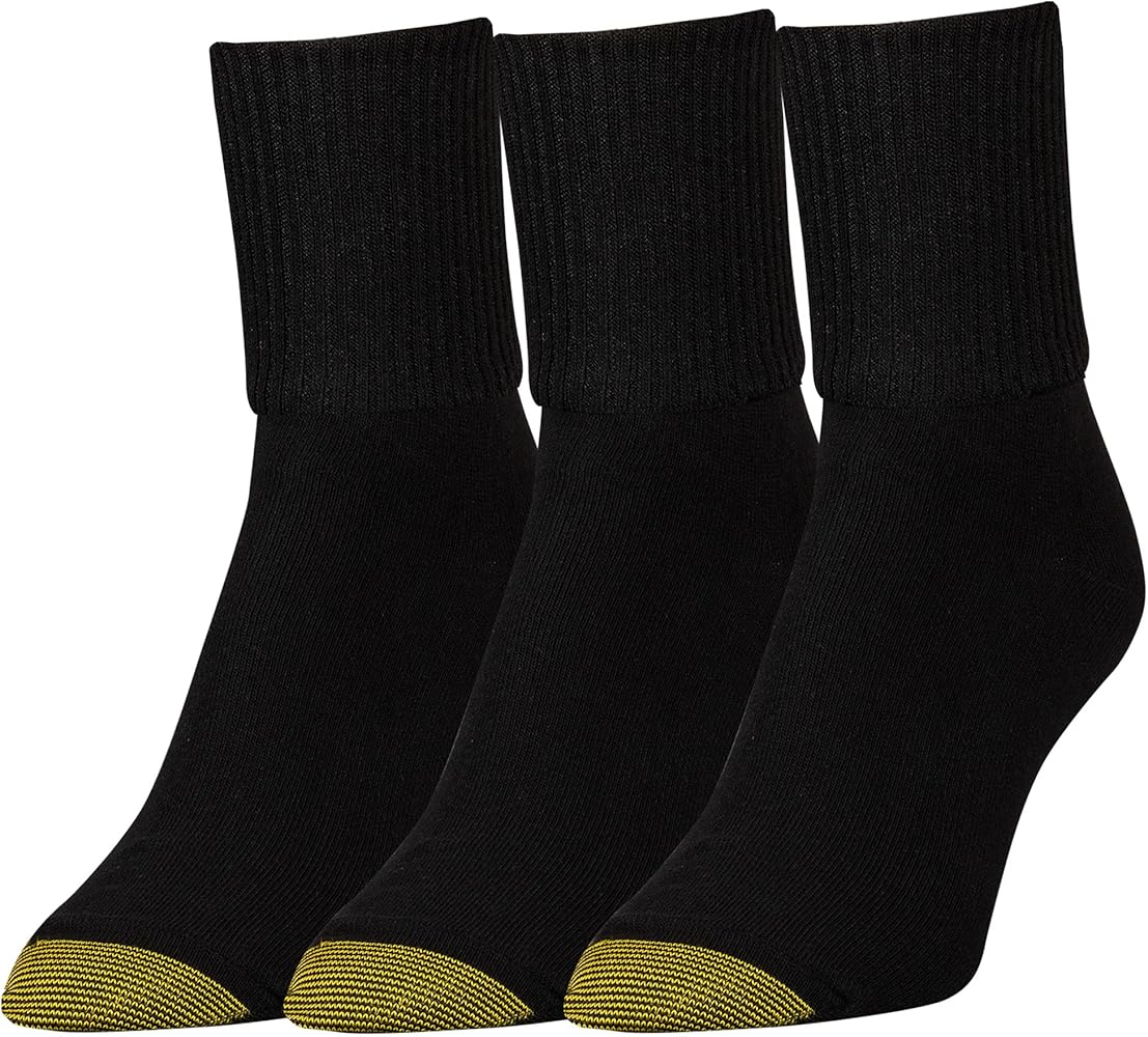 GOLDTOE Women's Anklets Turncuff Socks 3 Pack