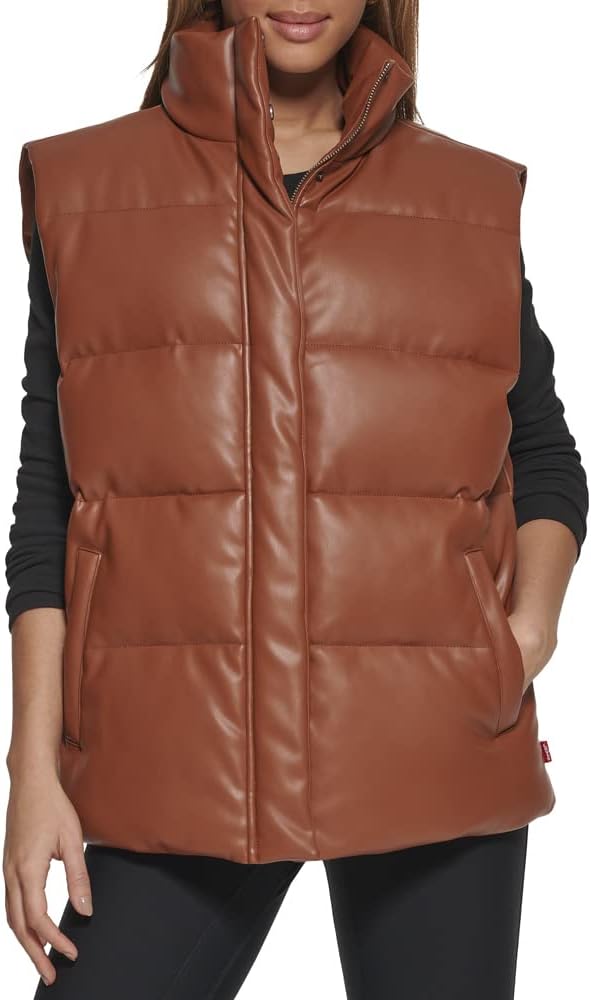 Levi's Women's Plus Size Vegan Leather Puffer Vest