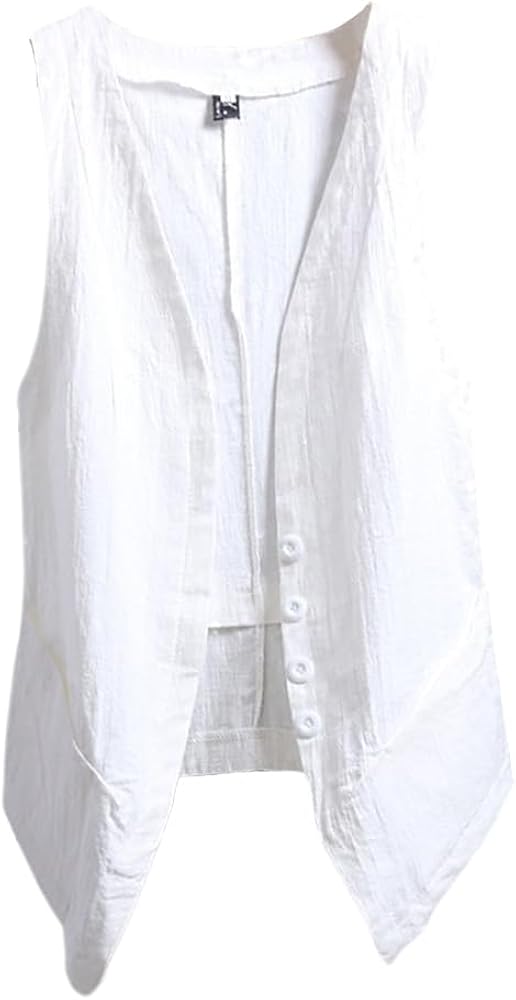 IDEALSANXUN Womens Linen Vest Tops Sleeveless Spring Summer Blazer Jackets