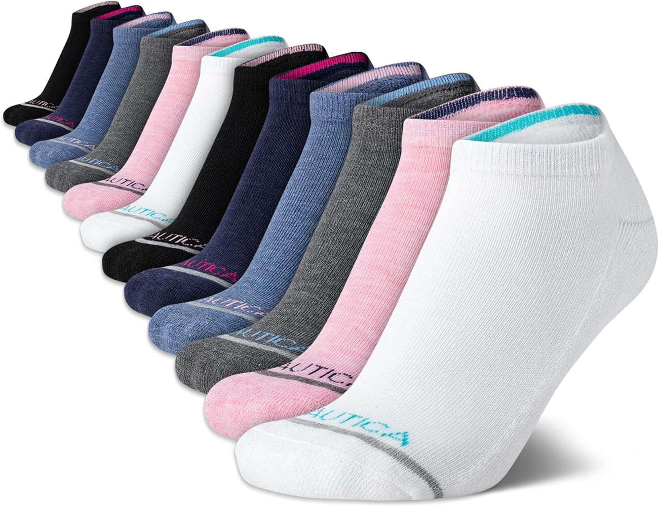 Nautica Women's Athletic Socks - Cushioned Low Cut Ankle Socks (12 Pack)