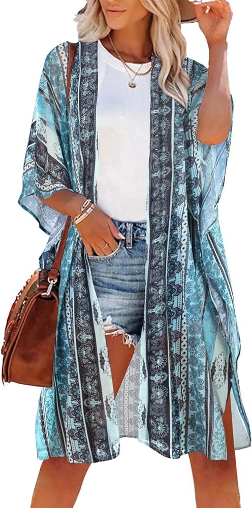 Women's Kimono Swimsuit Coverups Summer Beach Casual Loose Cardigans for Swimwear