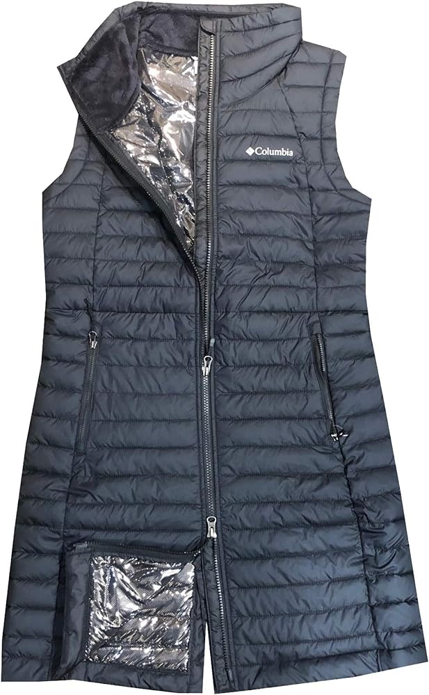 Columbia Women's White Out Long Puffer Omni Heat Full Zip Insulated Vest