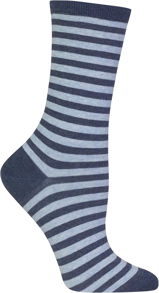 Hot Sox womens Classic Patterns Novelty Fashion Casual Socks Hosiery, Thin Stripe (Blue Heather), 4 10 US