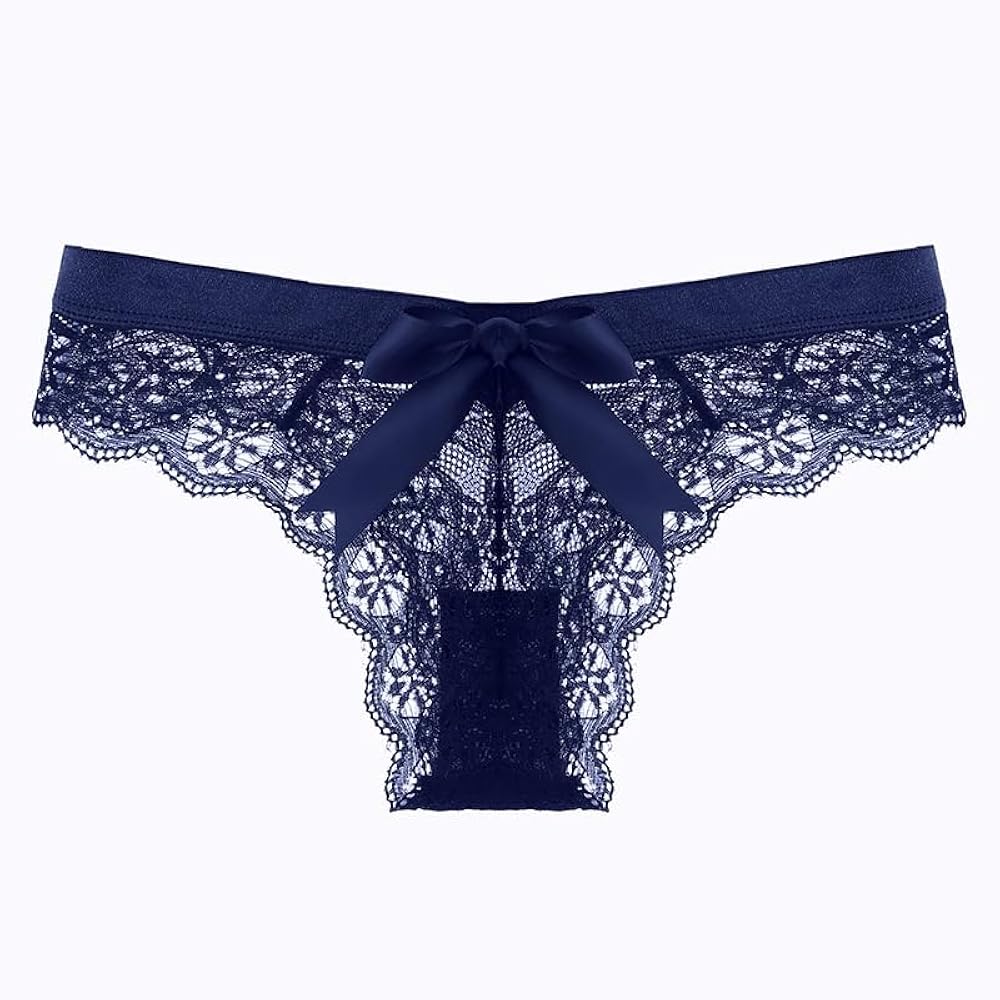 Women's Lace Bow Thongs T Back Low Waist Breathable Panties Sexy Seamless V-Shape Design Floral Lace tangas