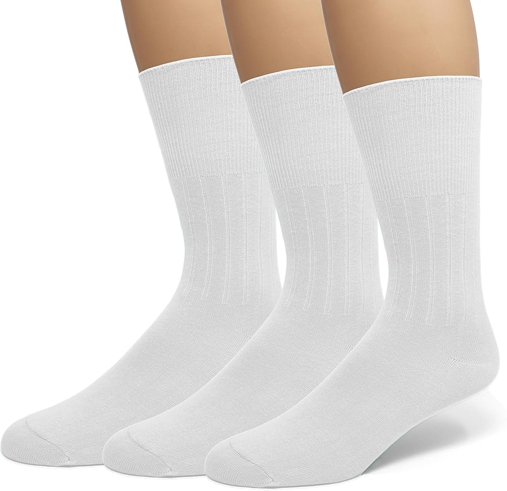 Classic Women's Diabetic Non-Binding Cotton Dress Socks 3-Pack