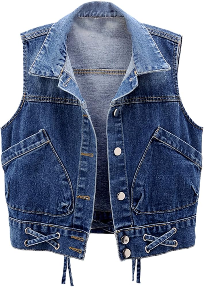 Plus Size Denim Vest Women Casual Jeans Waistcoat Sleeveless Slim Short Jacket Fashion Autumn Summer Outerwear