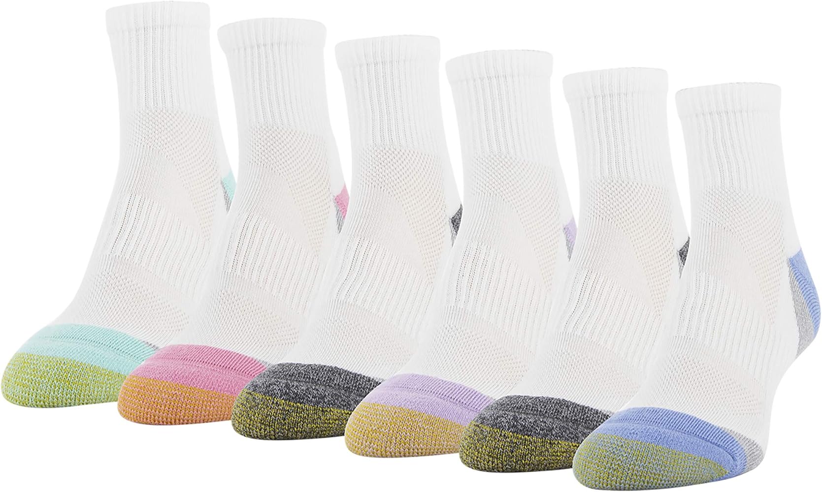 GOLDTOE Women's Half Cushion Sport Quarter Socks 6 Pack