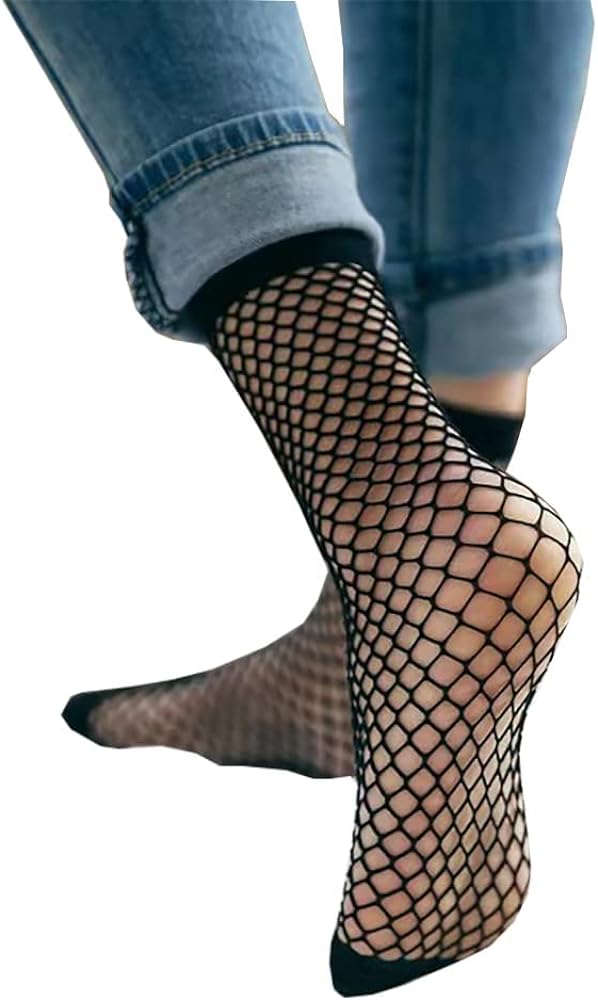 Womens Fishnet Socks Short Ankle Sock High Mesh Fishnet Hosiery 5 Pack/10 Pack