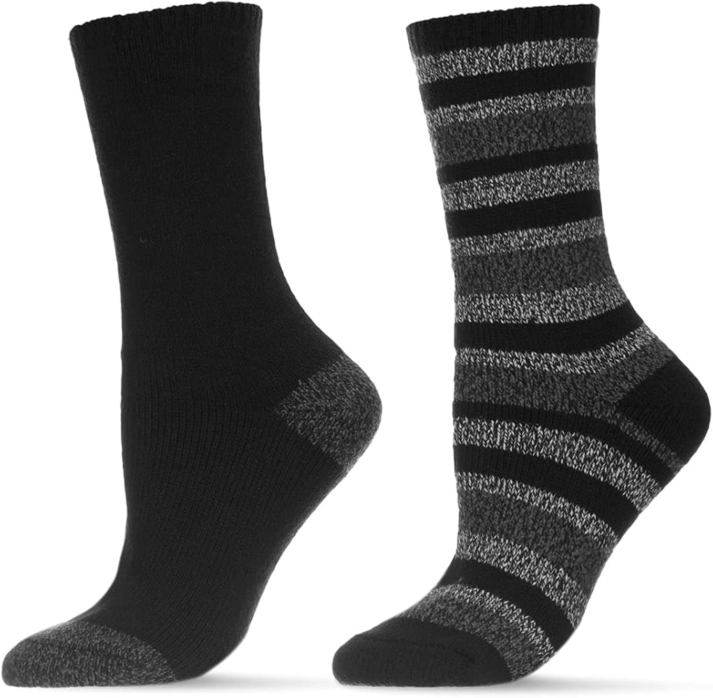 MeMoi Women's 2 Pair Pack Multi Stripes Buttersoft Crew Socks