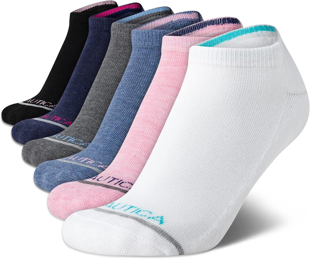 Nautica Women's Low Cut Cushioned Moisture Control Athletic Socks (6 Pack)