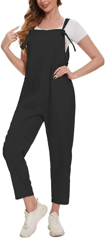 Jumpsuits For Women Loose Sleeveless Summer Fall Jumpsuits Adjustable shoulder strap Long Pants Overalls With Pockets