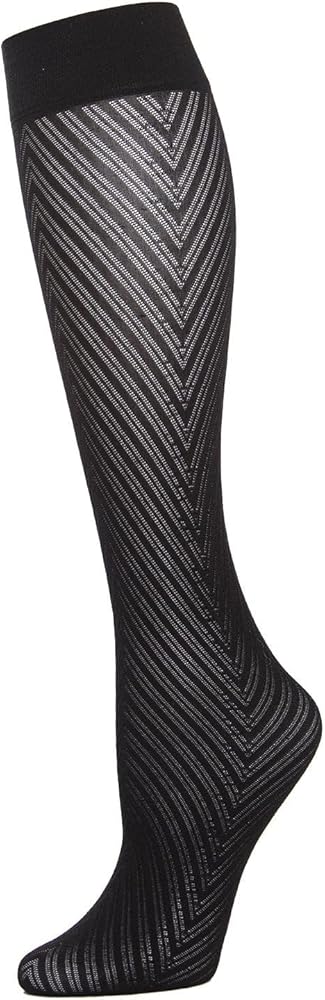 MeMoi Women's Chevron Semi-Opaque Knee Highs