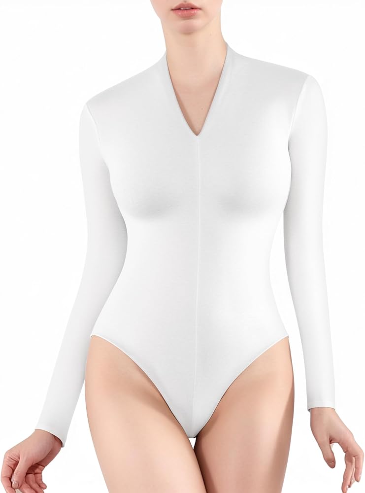 MANGOPOP Body Suits for Womens Long Sleeve Bodysuit Tops