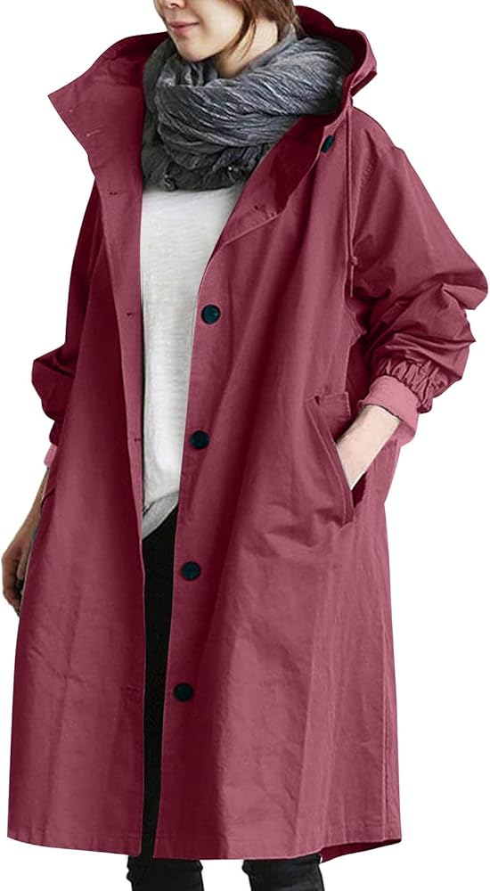 ECKHARDT Khaki Jacket Women Long Plus Size Casual Winter Lightweight Bomber Warm Trendy Trench Coat Jacket with Hood