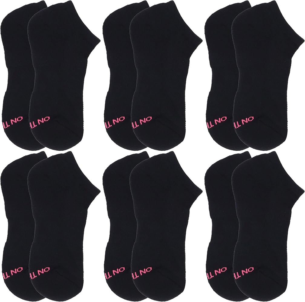 On the Go Women's Performance Socks - Low Cut Lightweight Ankle Athletic Cotton (6 Pair Pack, Black)