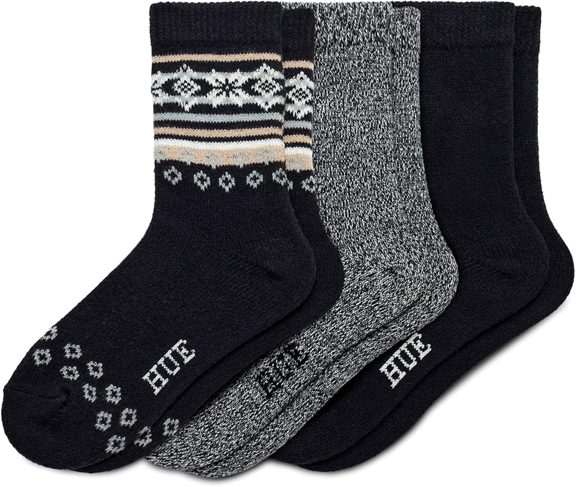 HUE Women's Crew Length Boot Socks, 3 Pair Pack