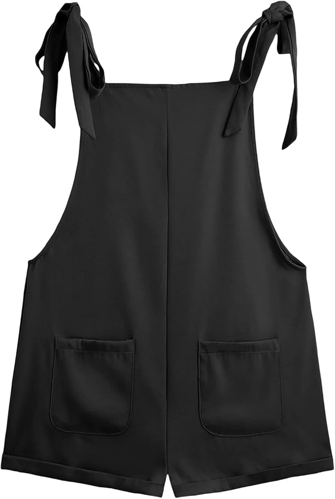 Verdusa Women's Tie Shoulder Pocket Front Suspender Overall Shorts Rompers