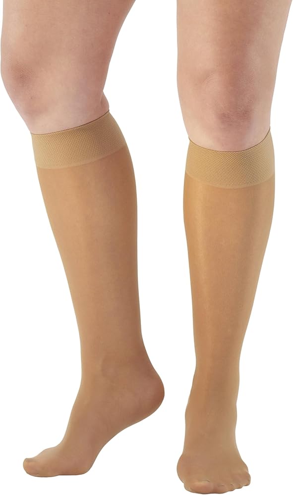 Ames Walker AW Style 76 Soft Sheer 8-15 mmHg Mild Compresion Knee High Stockings Xlarge