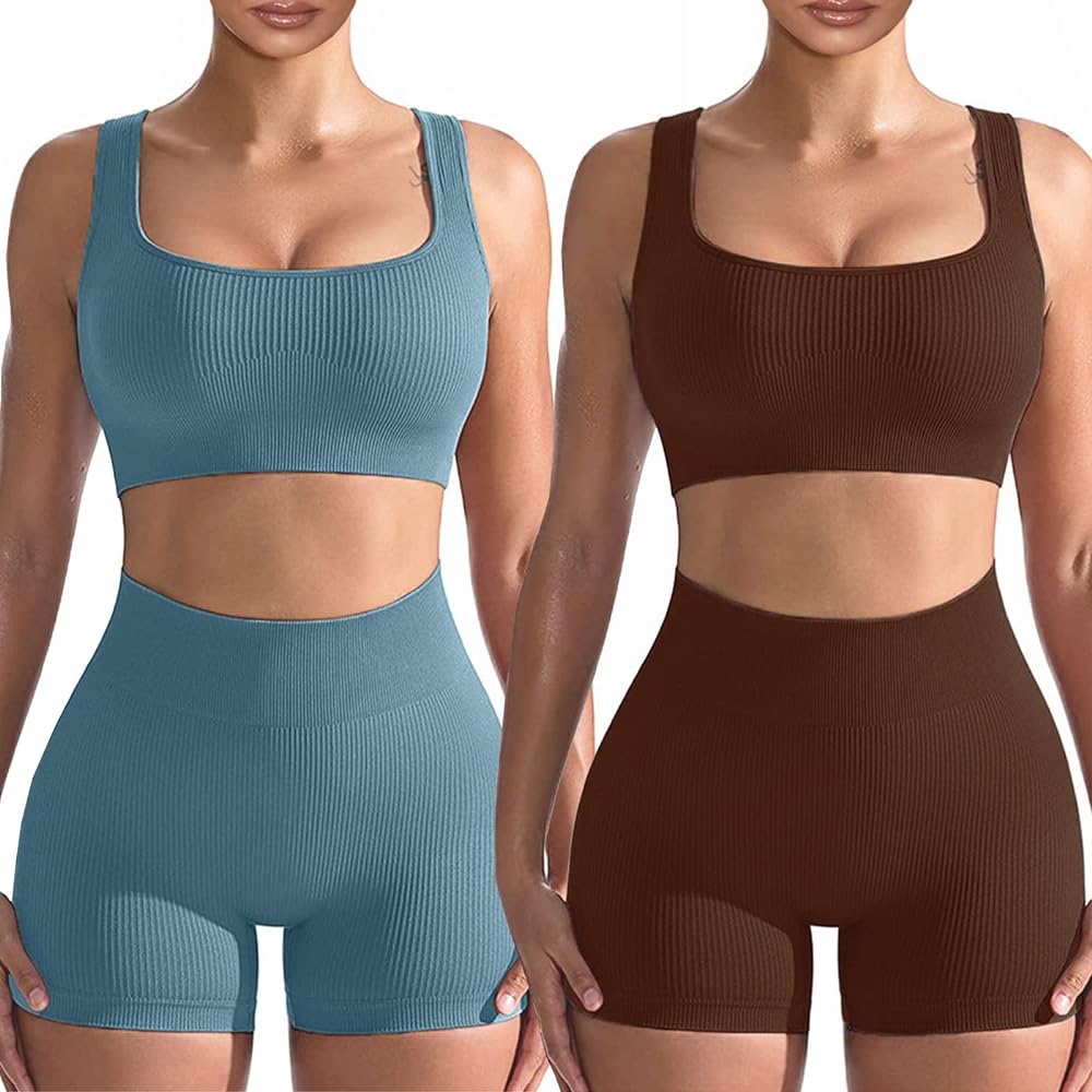 Workout Sets for Women 2 Piece, Cute YOGA Workout Set, Two Piece Workout Outfits,2 Pack