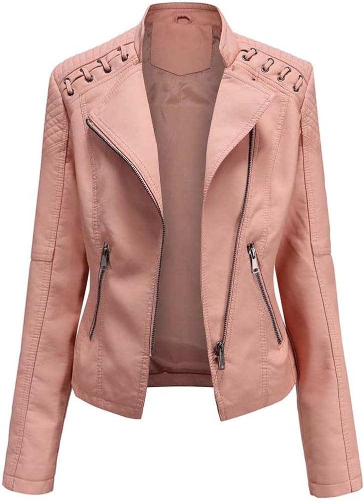 Leather Jackets Jacket Coat Punk Tops Motor Cropped Short Lapel Zip Women's Coat Coats for Women Women Jackets De